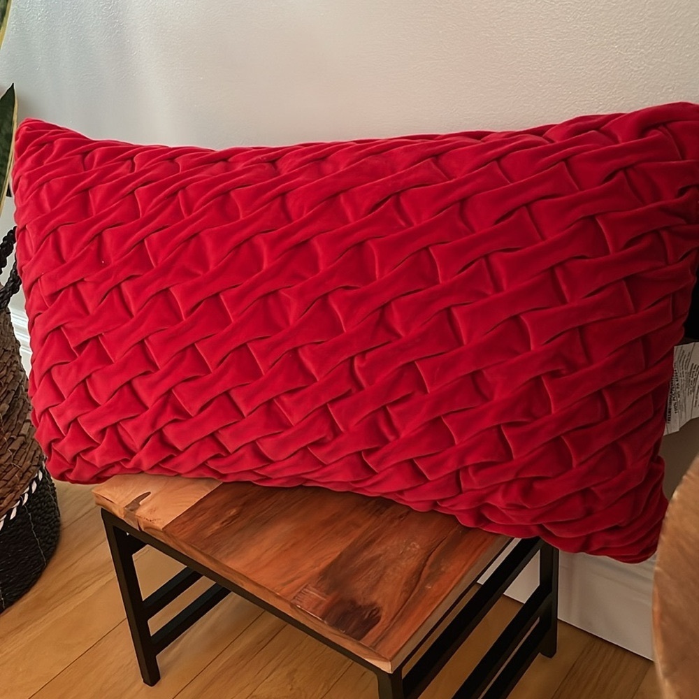 Gorgeous rich red accent pillow! NWT! 
Velvety feel - Picture 2 of 16